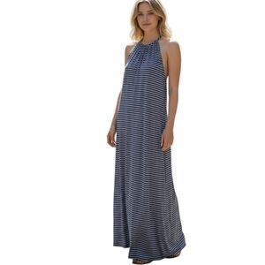 Olivia Rae Navy and White Striped Maxi Dress Sz.M EUC.